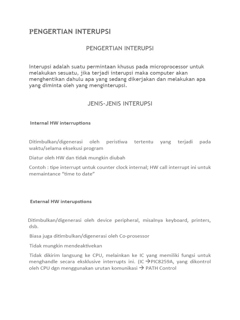 Pengertian dan Jenis Interupsi CPU | PDF