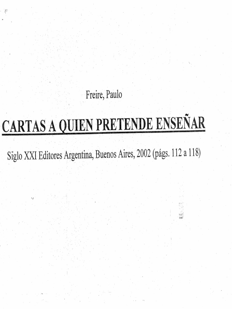 8 Cartas A Quien Pretende Enseñar - Paulo Freire | PDF