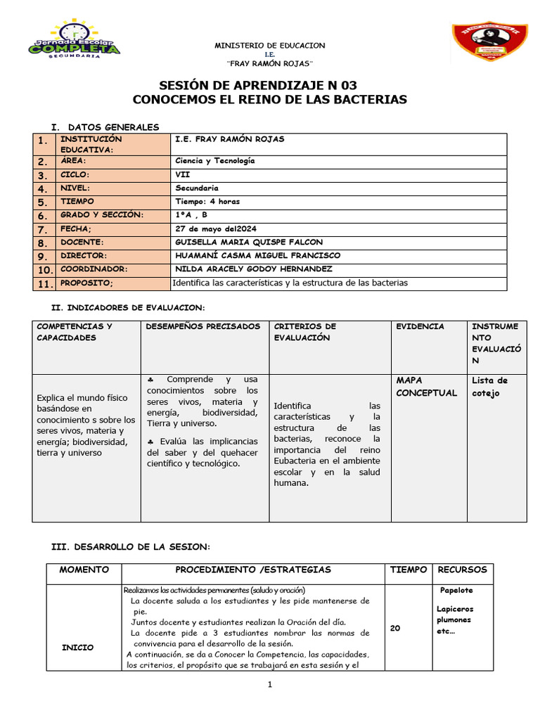Sesion Del Reino Monera | PDF | Maestros | Cognición