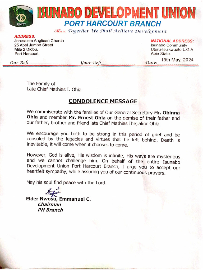 Condolence Message | PDF