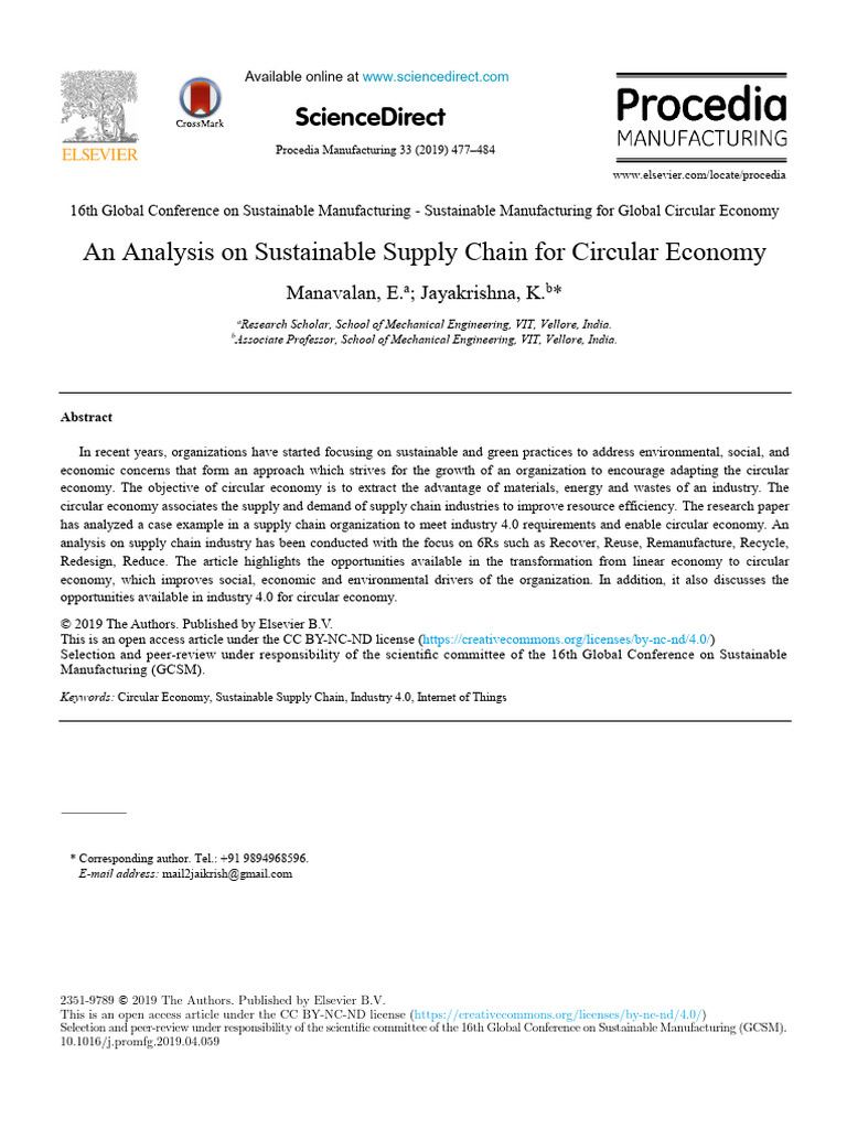 An Analysis On Sustainable Supply Chain For Circular Economy | PDF ...