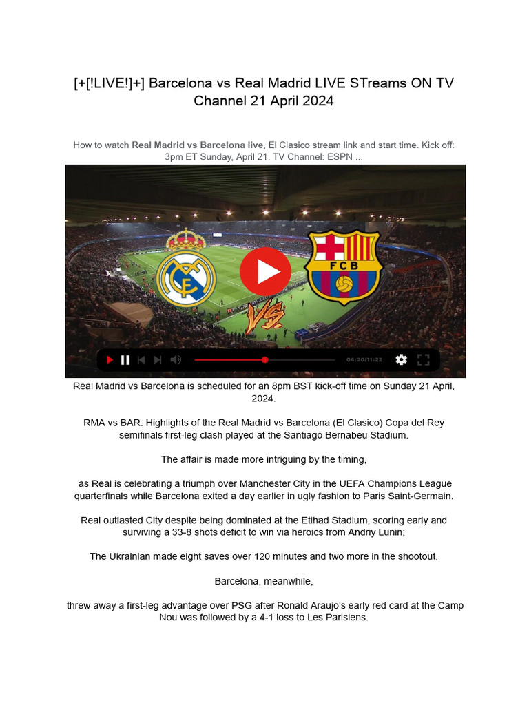 BARCELONA VS REAL MADRID FREE LIVE MATCH visual data 7