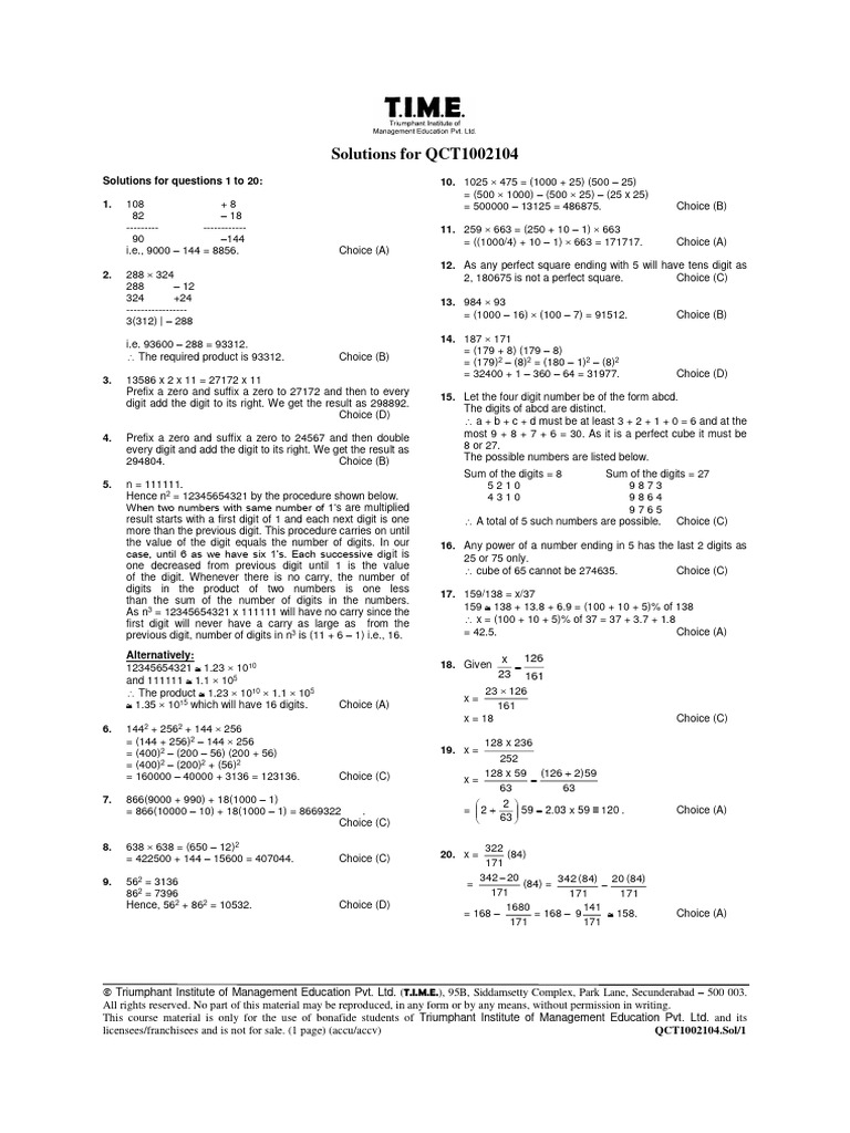 QUANT CLASS TEST PART 4 - Sol | PDF | Numbers | Mathematics