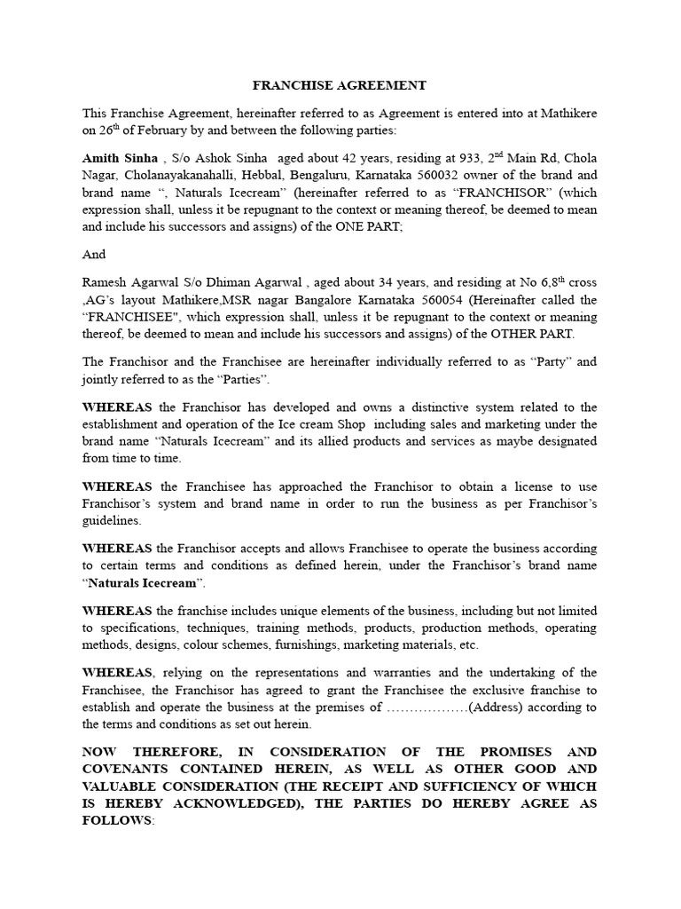 0 assignment 11 c franchise agreement format docx download free