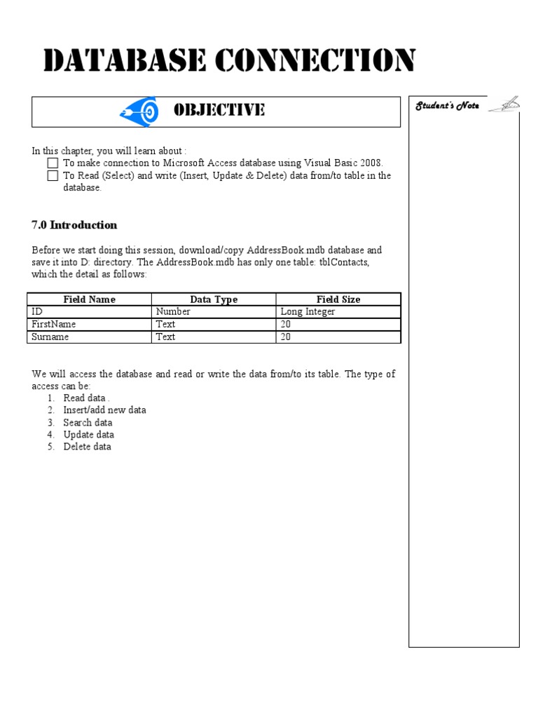 Connecting to an Access Database and Performing CRUD Operations A