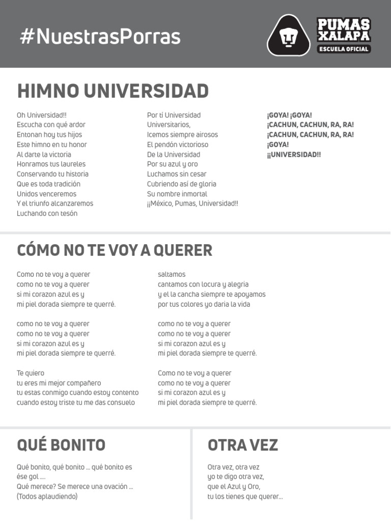Letras de las Porras de los Pumas | PDF | Poesía