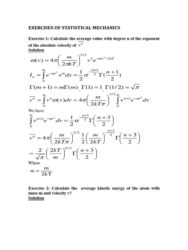 3exercises of Statist .Mechanics | PDF | Gases | Photon