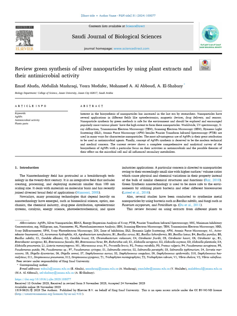 Green Synthesis of Silver Nanoparticles | PDF | Nanoparticle | Microscopy