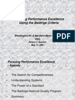 Persuing Performance Excellence Using The Baldrige Criteria