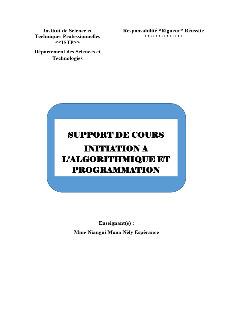 Introduction à l'algorithmique et programmation | PDF | Structure de ...