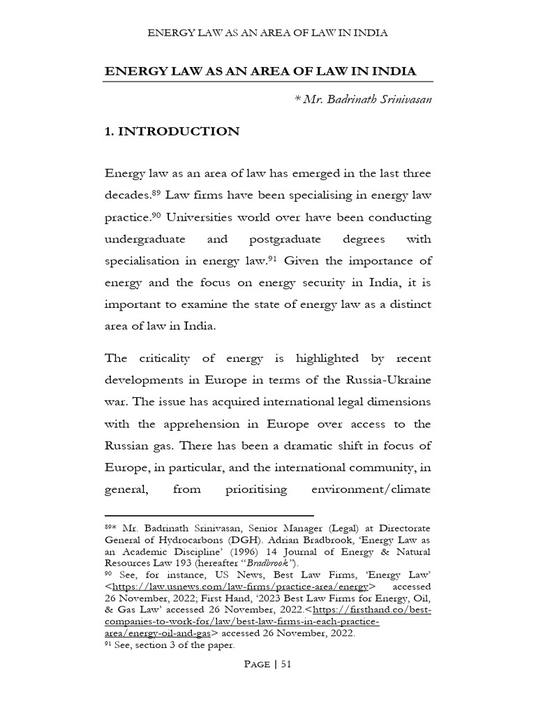Energy law as an area of law in india pdf international energy