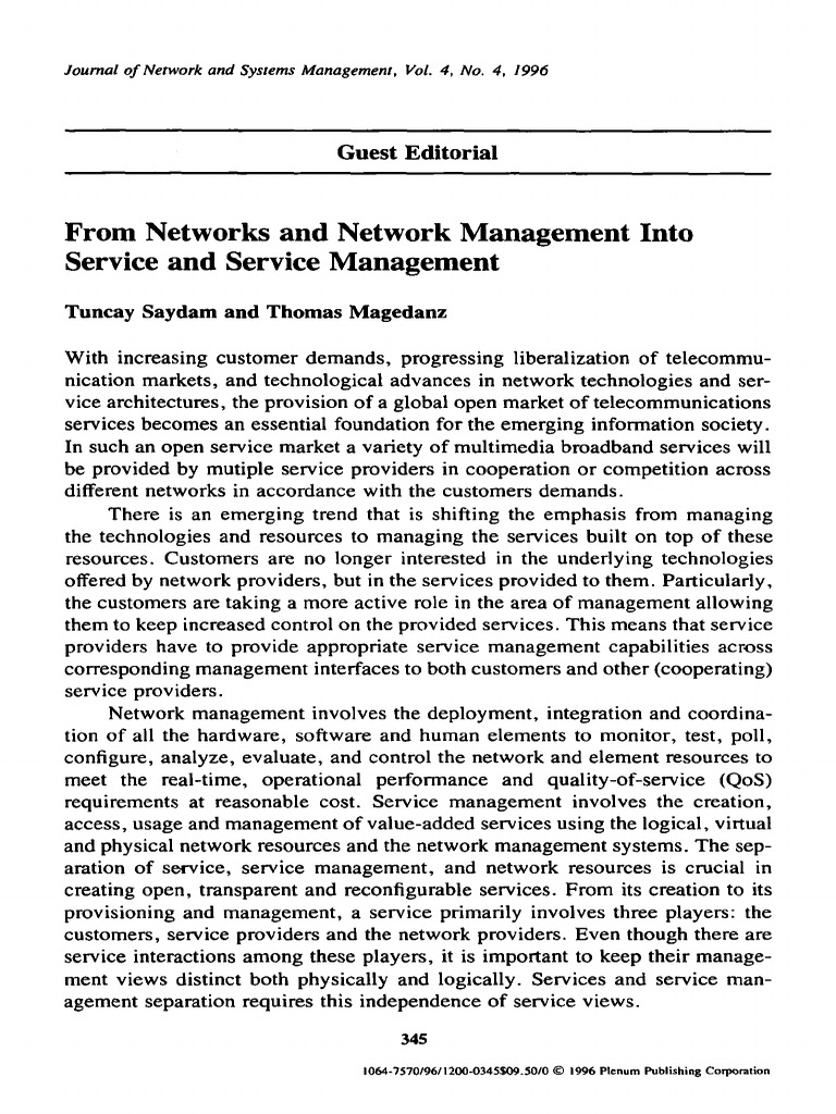 Service Management in Telecommunications | PDF | Computer Network ...