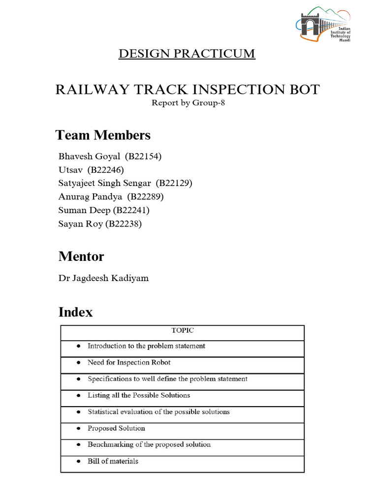Railway Track Inspection Bot | PDF | Ultrasound | Rail Transport