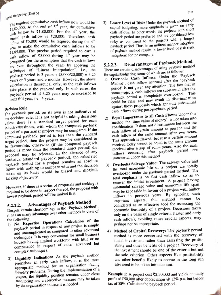 Payback Method in Capital Budgeting | PDF | Depreciation | Economies