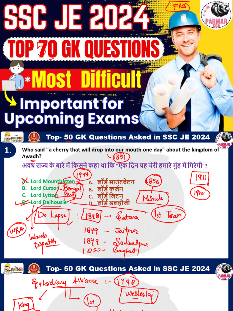 TOP - 70 GK QUESTION OF SSC JE 2024 14 June | PDF