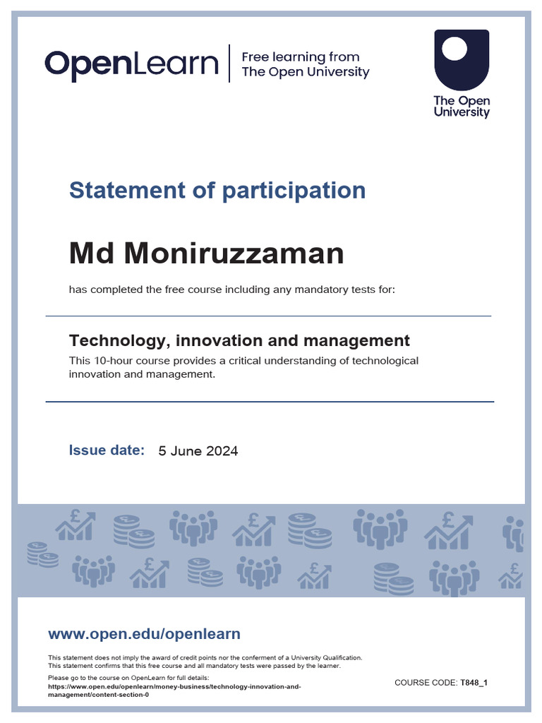 Tech Innovation Course Completion | PDF | Innovation | Learning