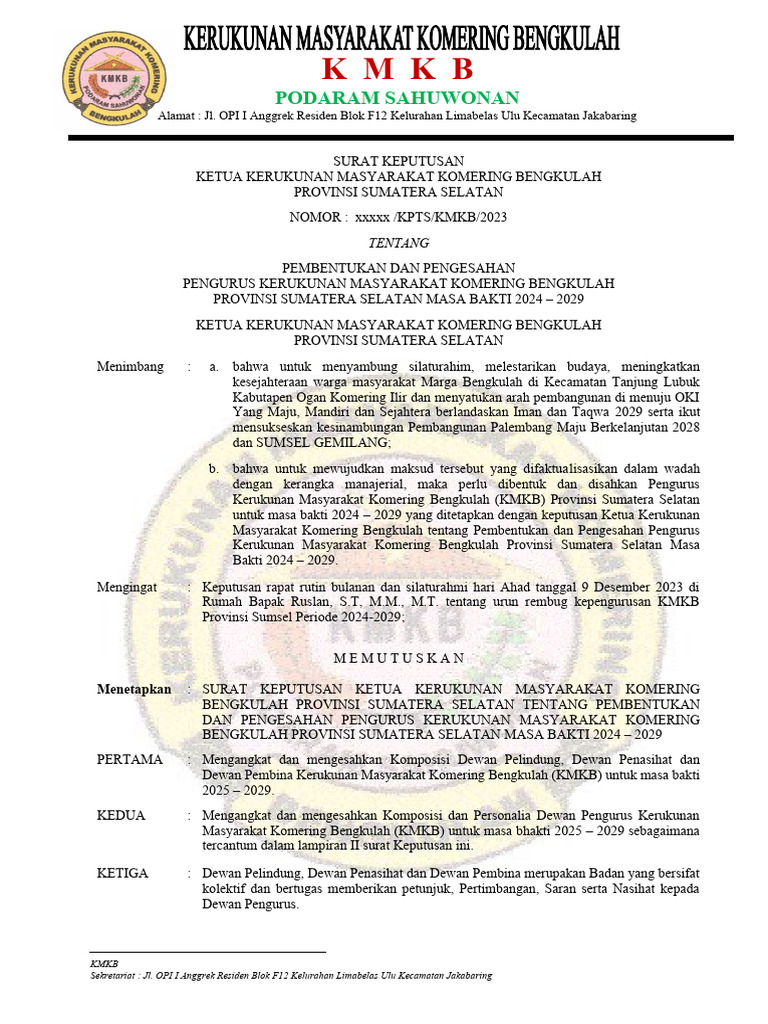 Pembentukan Pengurus KMKB 2024-2029 | PDF