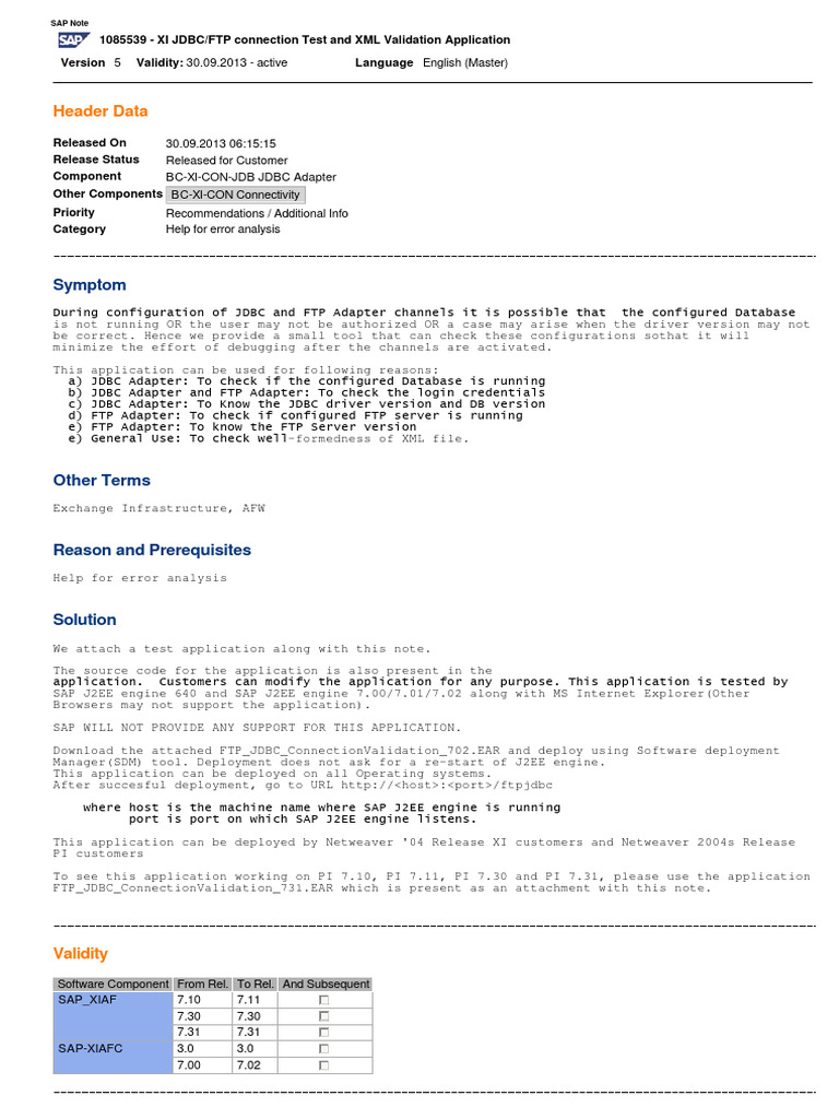 JDBC and FTP Adapter Connection Tool | PDF | File Transfer Protocol ...