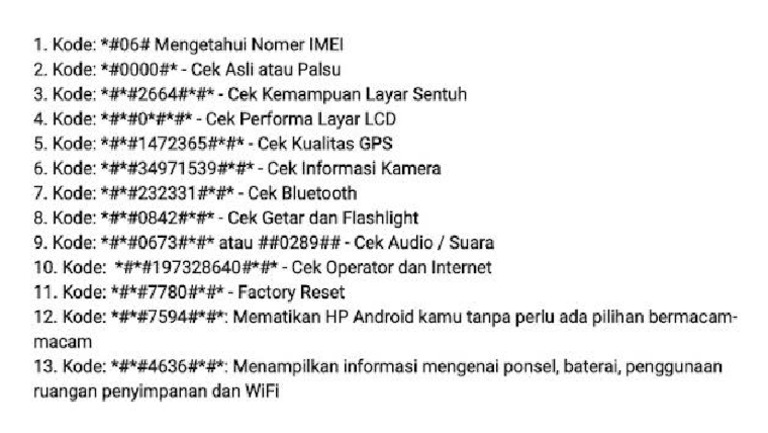 Kode Rahasia Android - JPG | PDF
