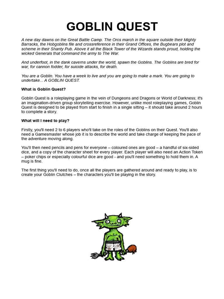 Goblin Quest Playtest PDF | PDF