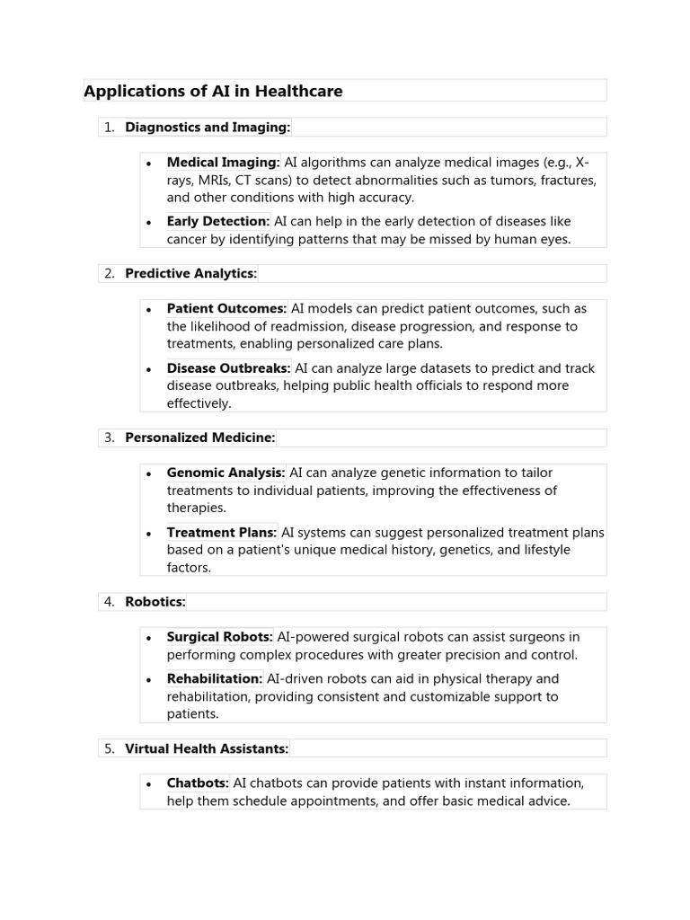 Applications of AI in Healthcare | PDF | Artificial Intelligence ...
