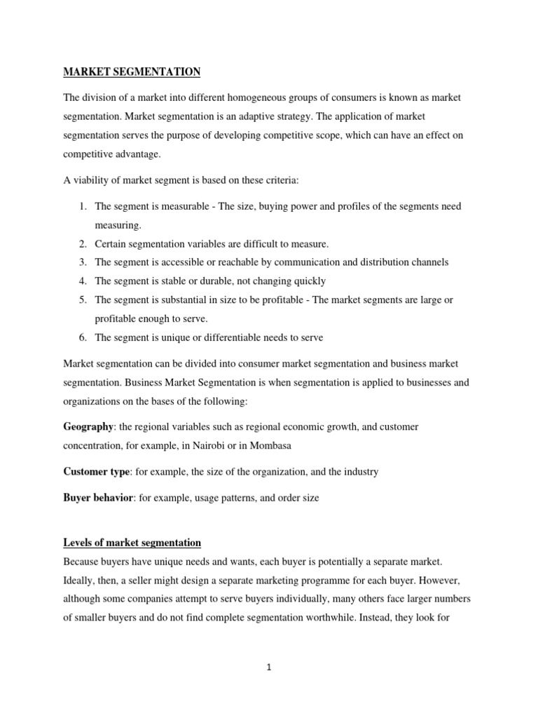 Market Segmentation | PDF | Market Segmentation | Marketing
