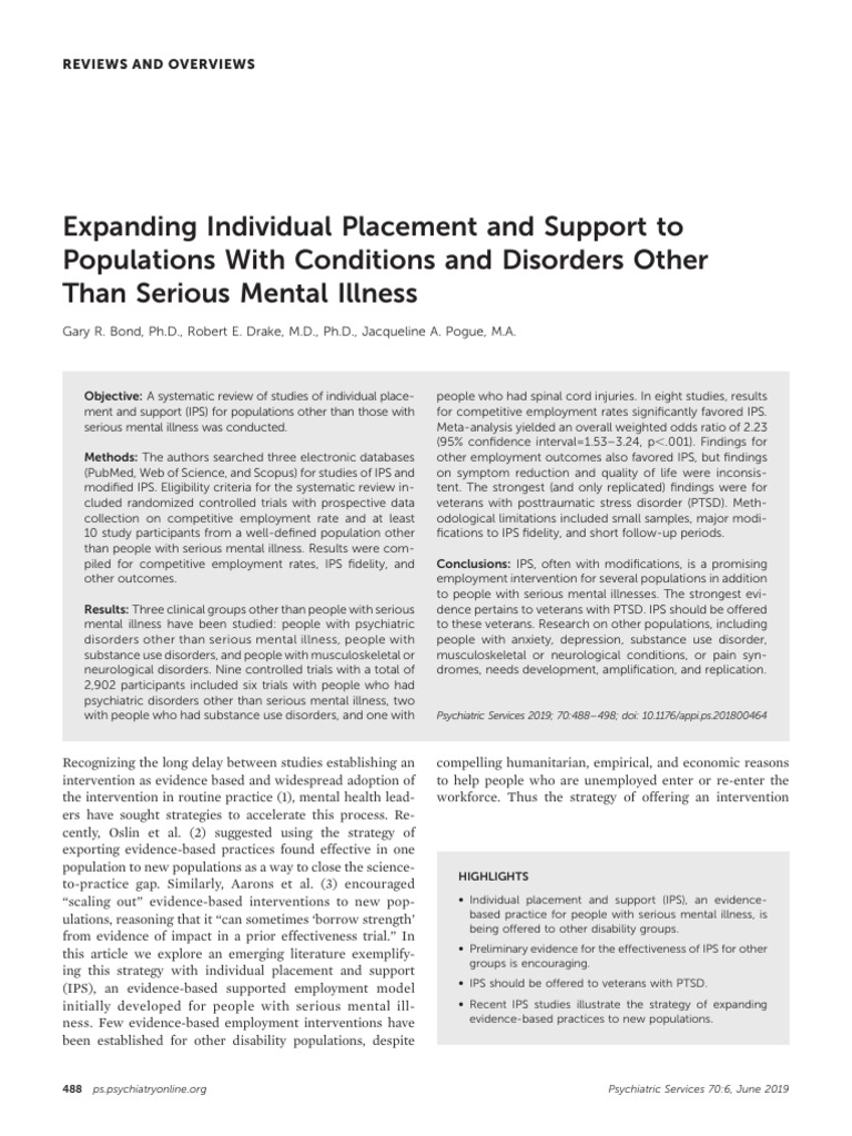 Expanding individual placement and support to populations with