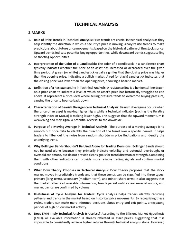 Technicals New | PDF | Technical Analysis | Market Trend