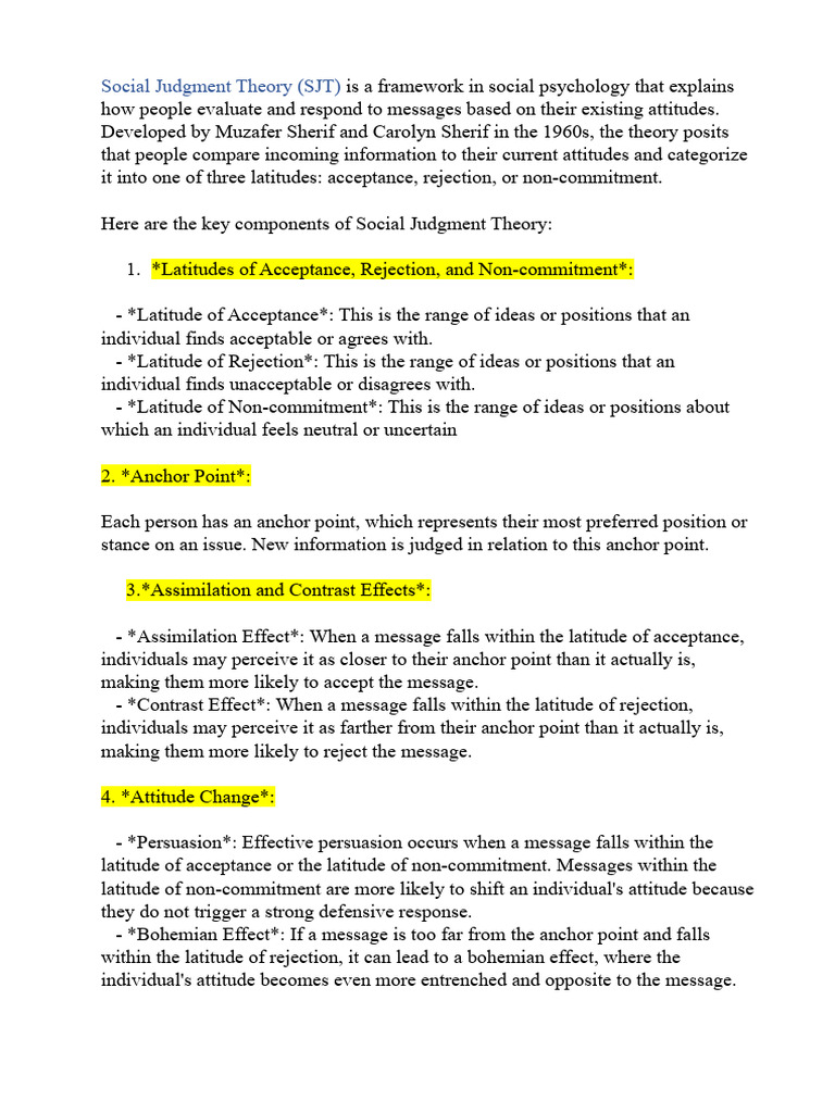 Understanding Social Judgment Theory | PDF | Popular Psychology ...