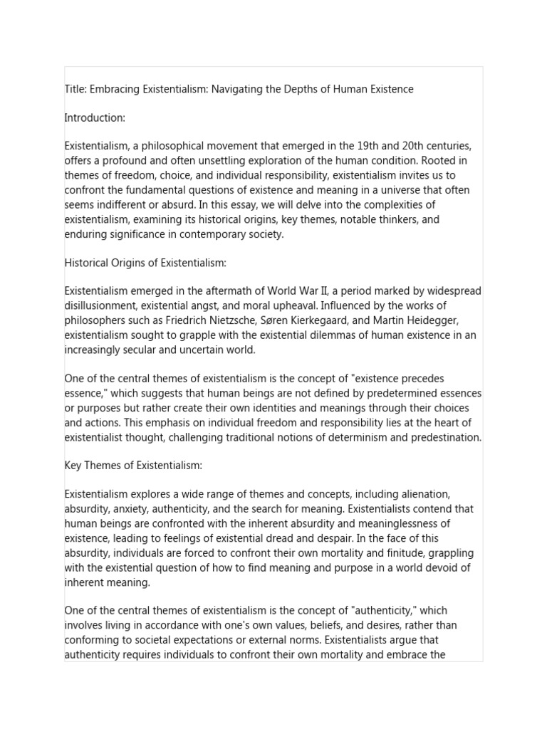 Understanding Existentialism's Key Themes | PDF | Existentialism ...