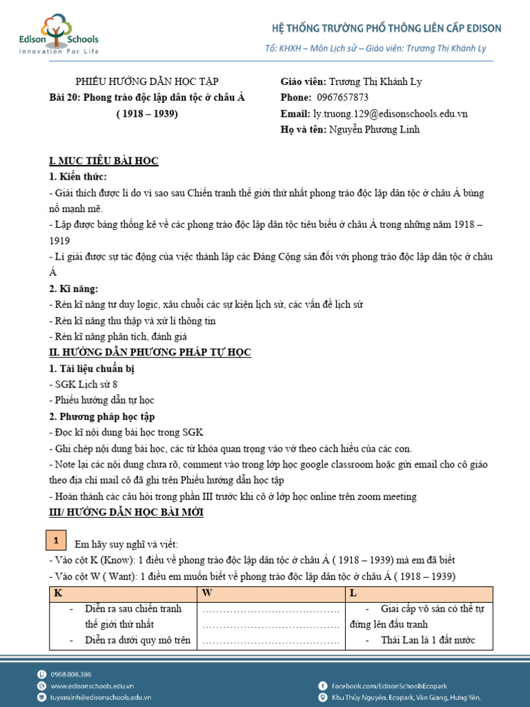 Hdht- Phong Trào Độc Lập Dân Tộc ở Châu á (1918 - 1939) | PDF