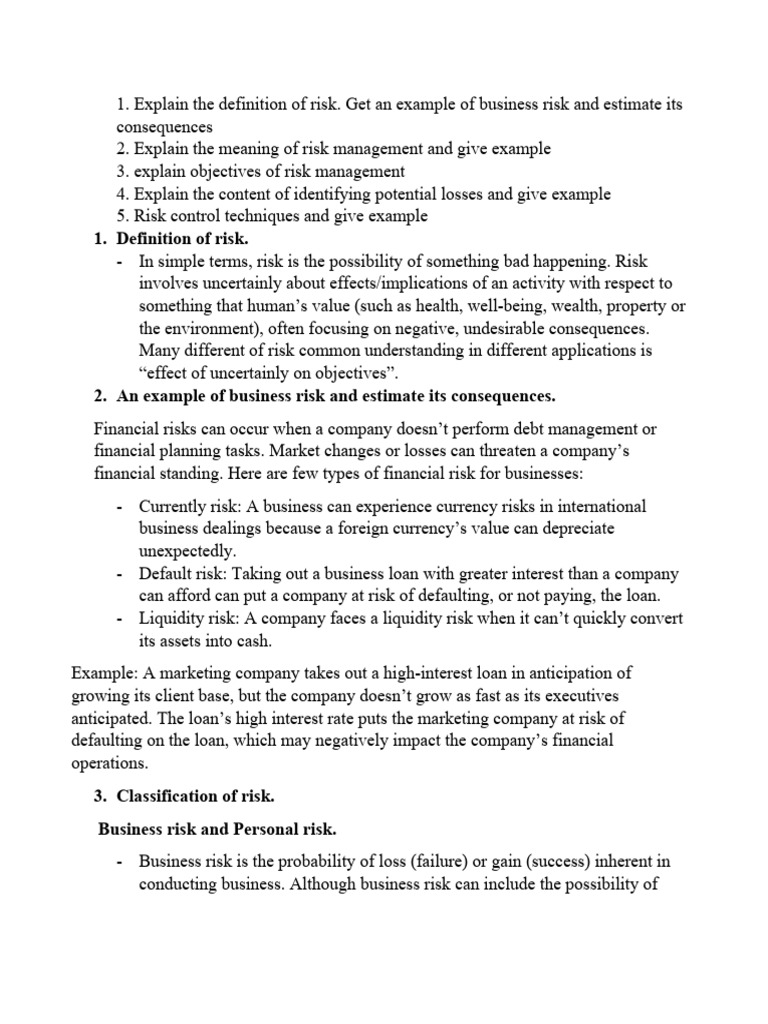 question-risk-management | PDF | Risk | Hazards