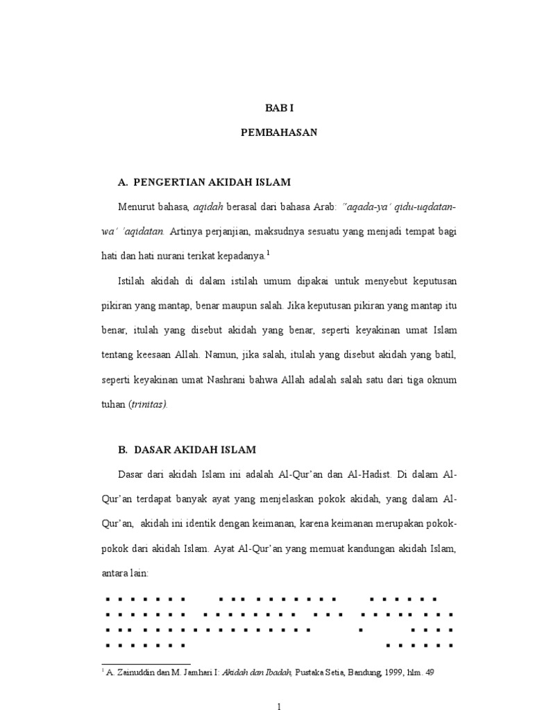 Bab I Akidah Islam Dan Keistimewaannya Pdf