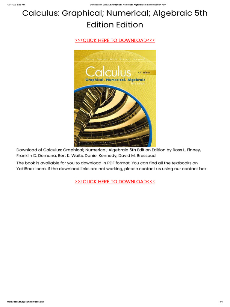 Calculus - Graphical Numerical Algebraic 5th Edition Edition PDF | PDF