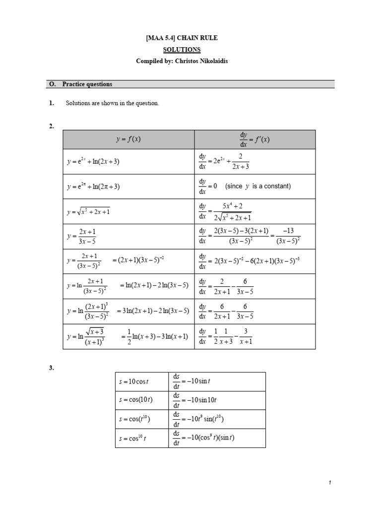 (Maa 5.3) Chain Rule - Solutions | PDF | Geometry | Calculus