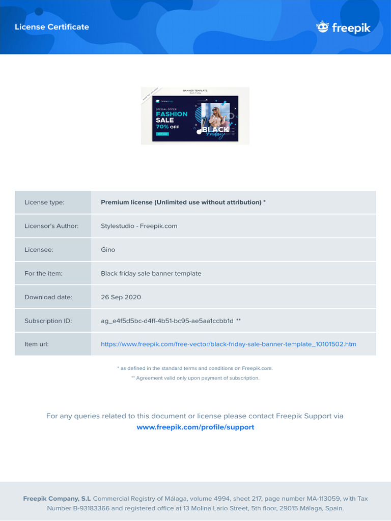 Premium License for Black Friday Banner | PDF | License | Subscription ...