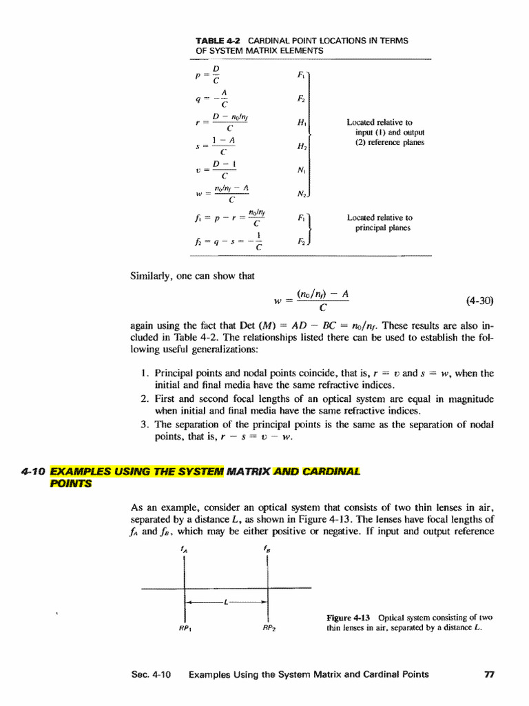 Cardinal Points in Optical Systems | PDF | Optics | Imaging