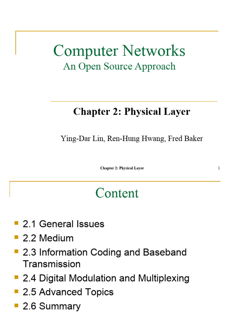 Physical Layer in Computer Networks | PDF | Transmission Medium ...