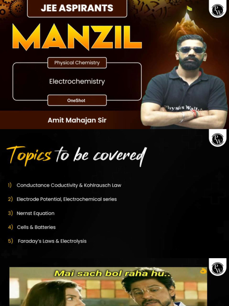 Electrochemistry Class Notes One Shot Manzil Jee 2024 Pdf