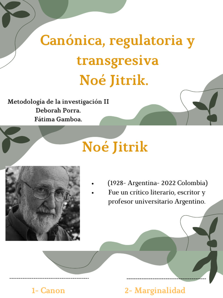 Canónica, Regulatoria y Transgresiva Noé Jitrik | PDF | Ciencias sociales