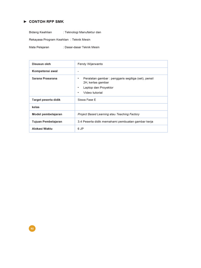 Contoh RPP SMK | PDF | Seni
