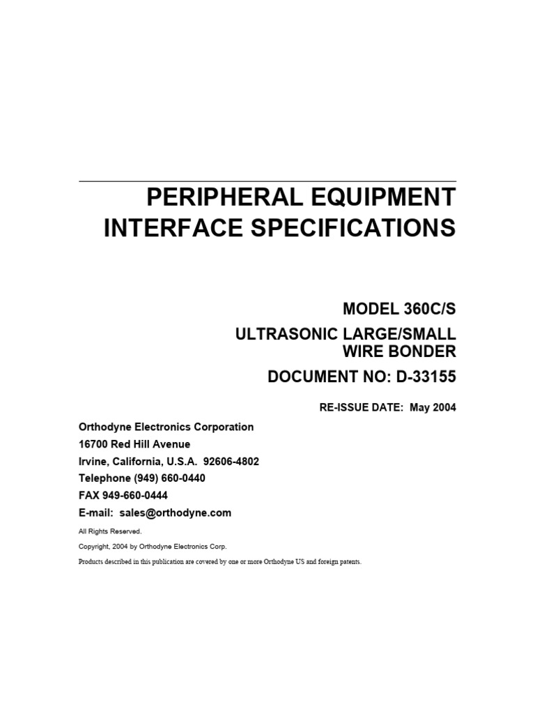 Orthodyne 360C Peripheral Interface Guide | PDF | Computer File | Input ...