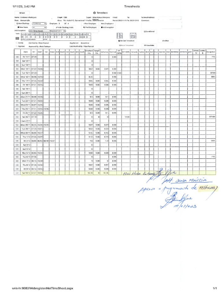 Timesheets pdf