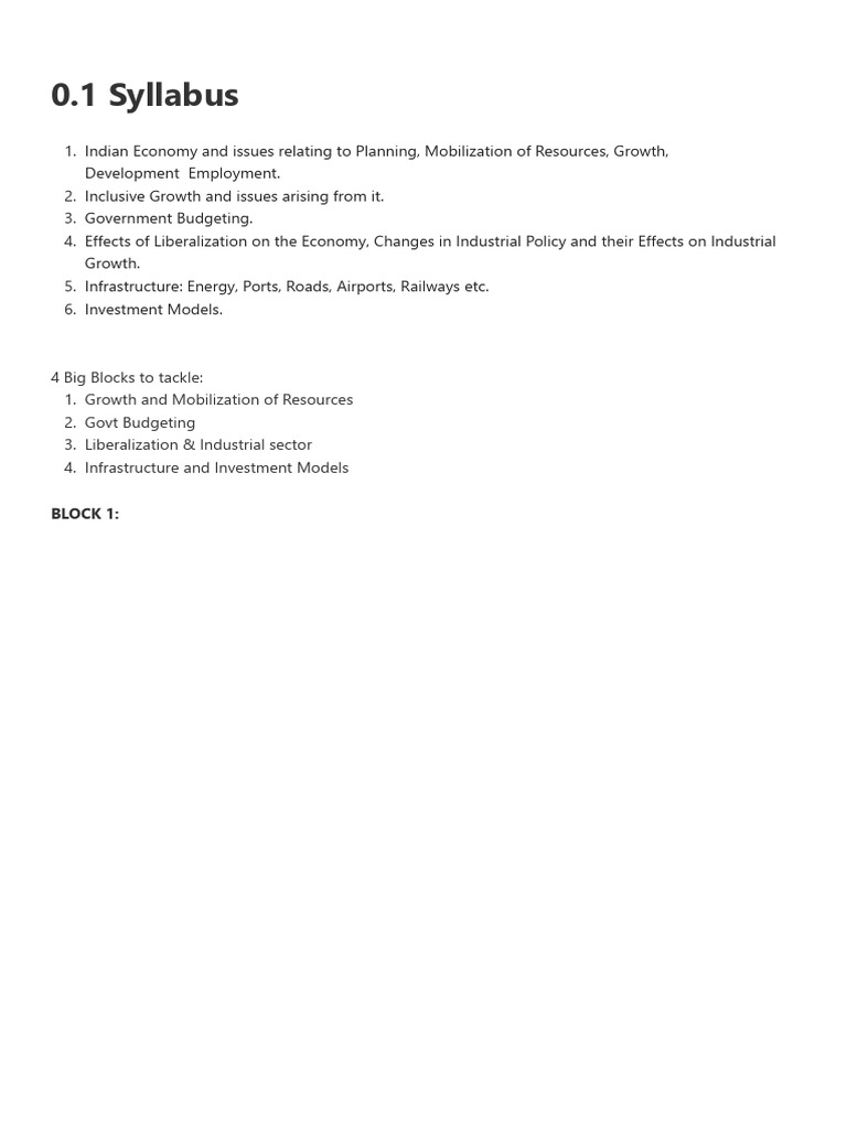 Economy Syllabus Decode & PYQ | PDF | Economic Growth | Government ...