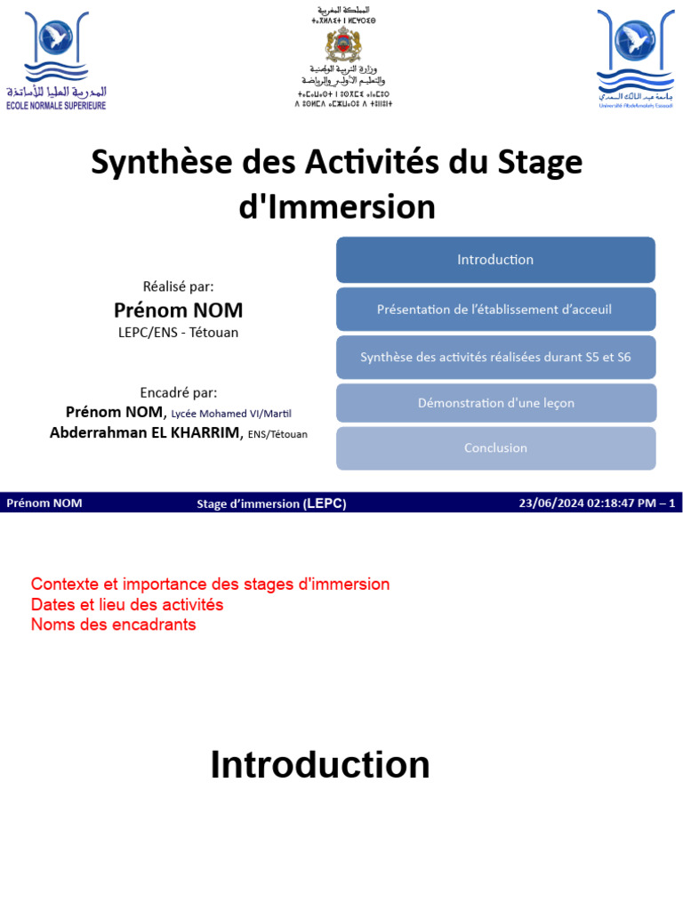 Synthèse du Stage d'Immersion LEPC | PDF | Sciences et mathématiques
