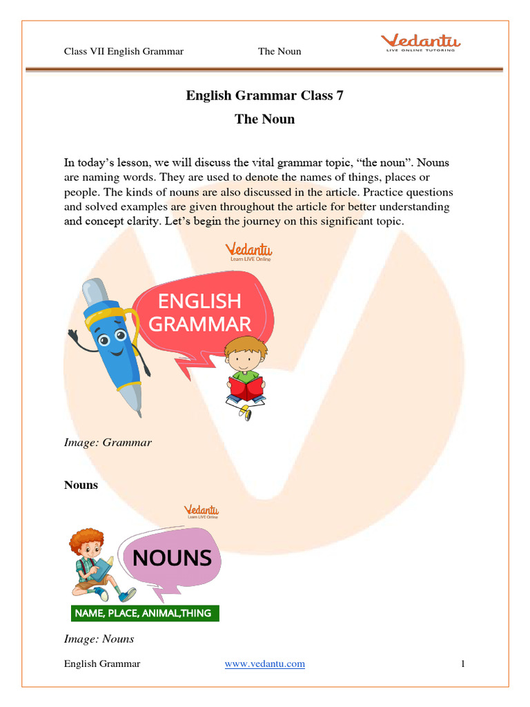 Nouns: A Guide for Class 7 Students | PDF | Noun | English Grammar
