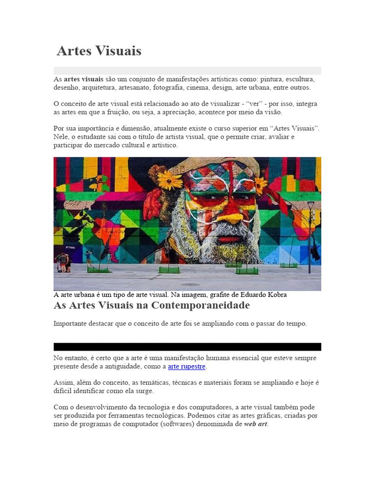 Conceito e Tipos de Artes Visuais | PDF