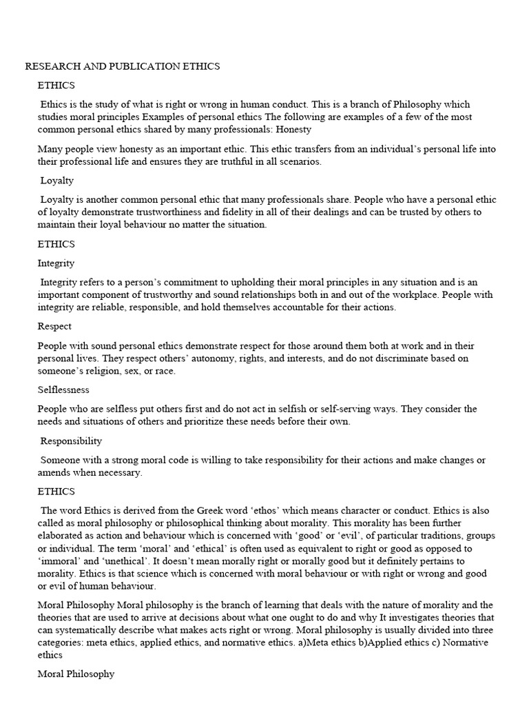 Research and Publication Ethics | PDF | Morality | Liberal Arts Education