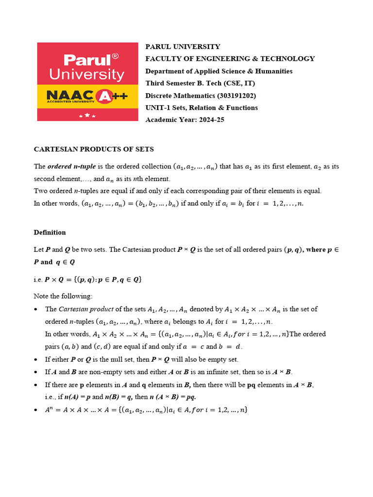 Discrete Math: Sets & Relations | PDF | Set (Mathematics) | Vertex ...