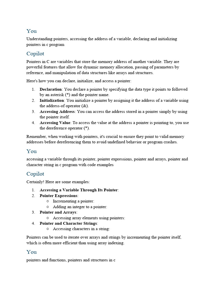 CopilotAnswers 20240618 132457 | PDF | Pointer (Computer Programming ...